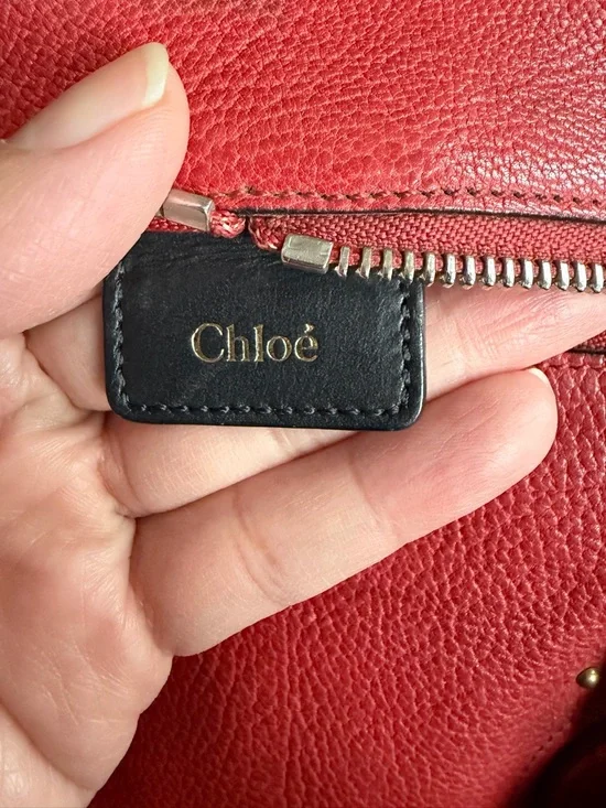 Chloe Red Leather Satchel with Gold Hardware - Picture 9 of 9